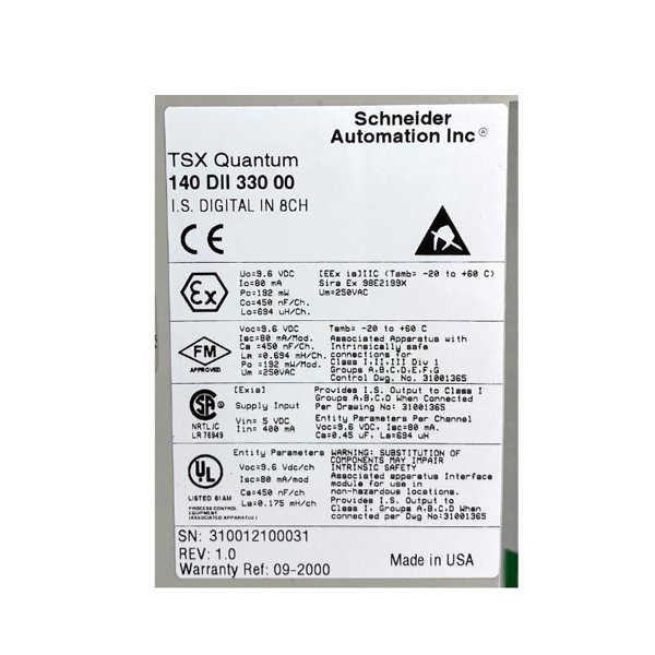 Schneider 140DII33000C Intrinsically Safe Current Input Module