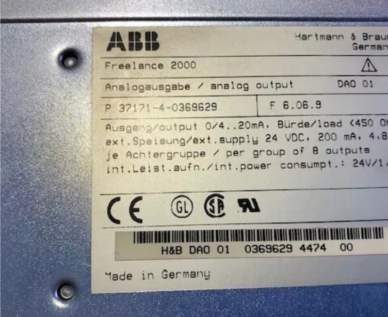 ABB DAO01 P-3717-4-0369629 Freelance 2000 Analog Output Module