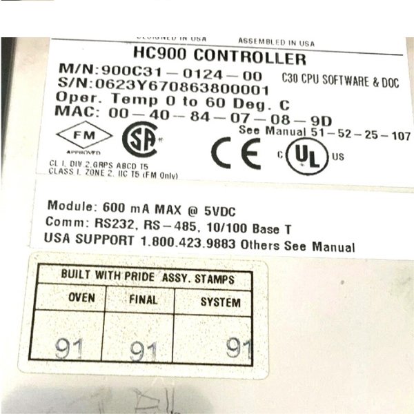 Honeywell 900C31-0124-00 Controller DCS System Module