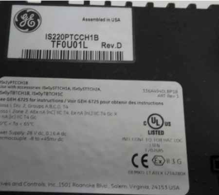 General Electric IS220PTCCH1B 12 Combustion Optimized Inputs