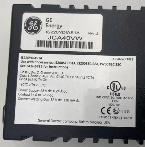 General Electric IS220YDIAS1A Discrete Contact Input I/O Module