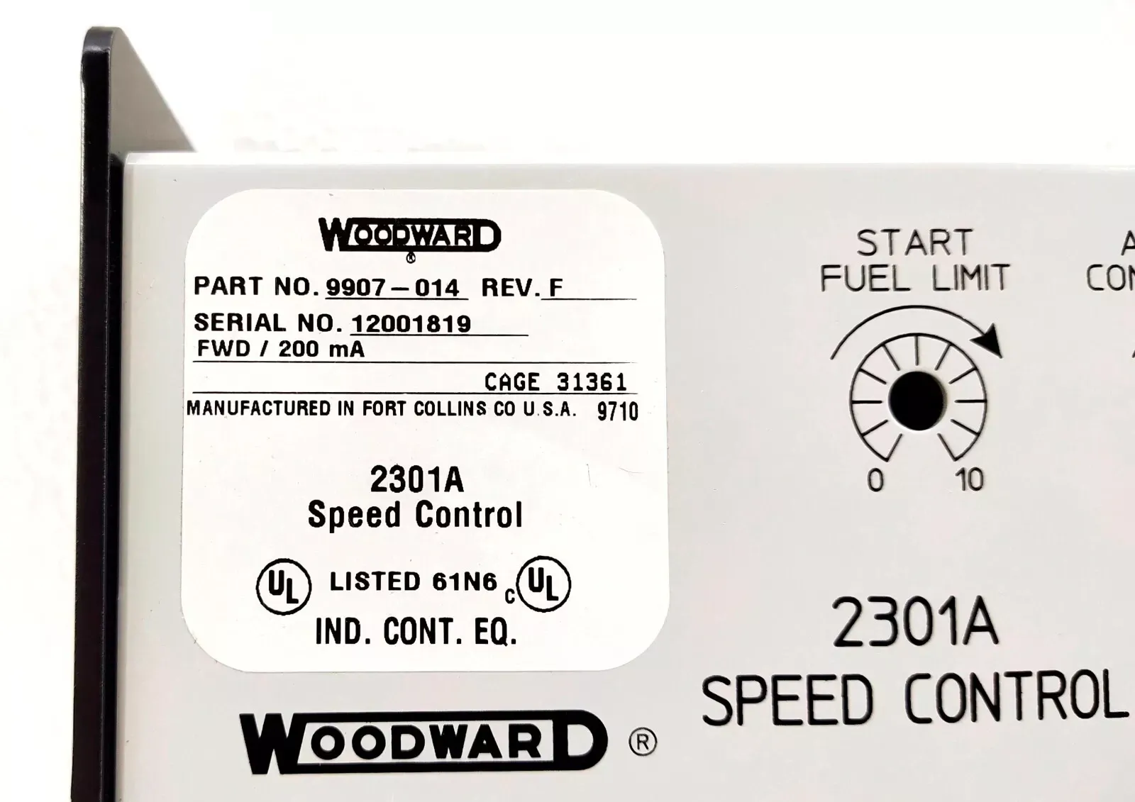 Woodward 9907-014 Forward Acting Speed Control