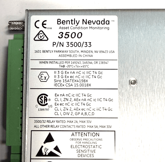 Bently Nevada 3500/33-03-00 149992-03 16-Channel Relay Module