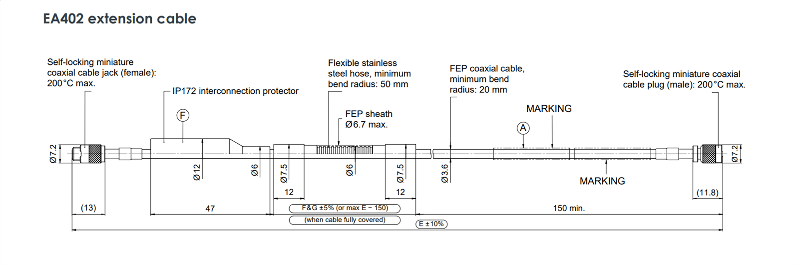 EA402 913-402-000-013-A1-E090-F0-G000 Extension Cable Vibro-Meter EA402 913-402-000-013-A1-E090-F0-G000 Extension Cable