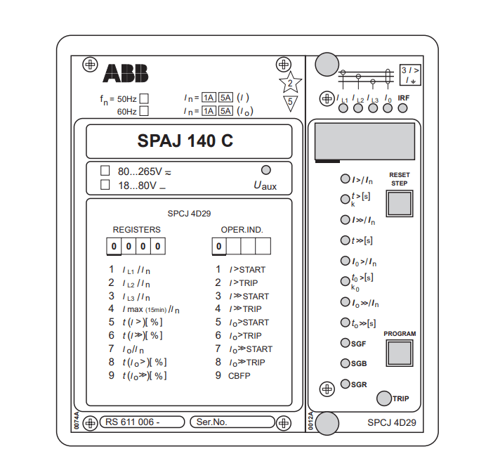 ABB SPAJ140C-CA Overcurrent And Earth-fault Relay ABB SPAJ140C-CA Overcurrent And Earth-fault Relay