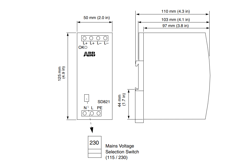 ABB SD821 3BSC610037R1 Power Supply Unit