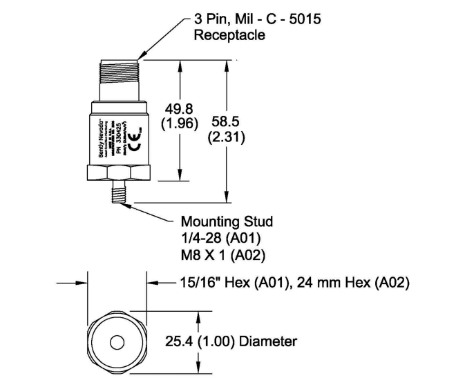 Bently Nevada 330400-02-05 Accelerometer Acceleration Transducers