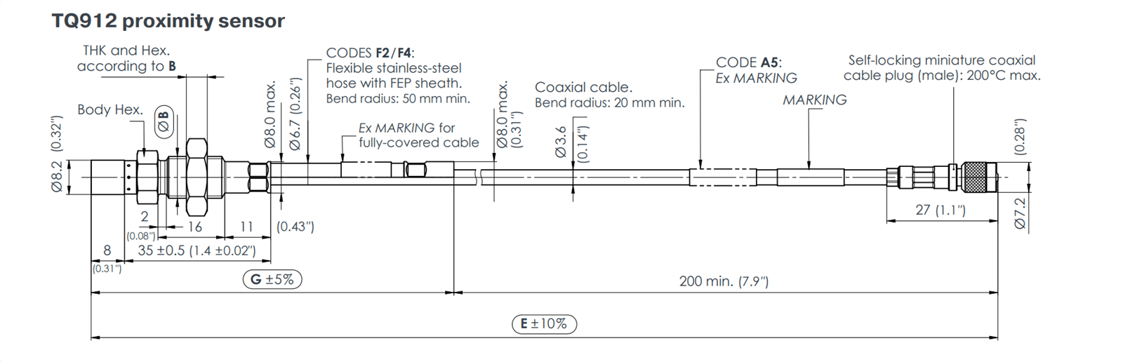 TQ912-011 111-912-000-011 A1-B6-E5000-F0-G0-H05 Proximity Sensor Meggitt TQ912-011 111-912-000-011 A1-B6-E5000-F0-G0-H05 Proximity Sensor