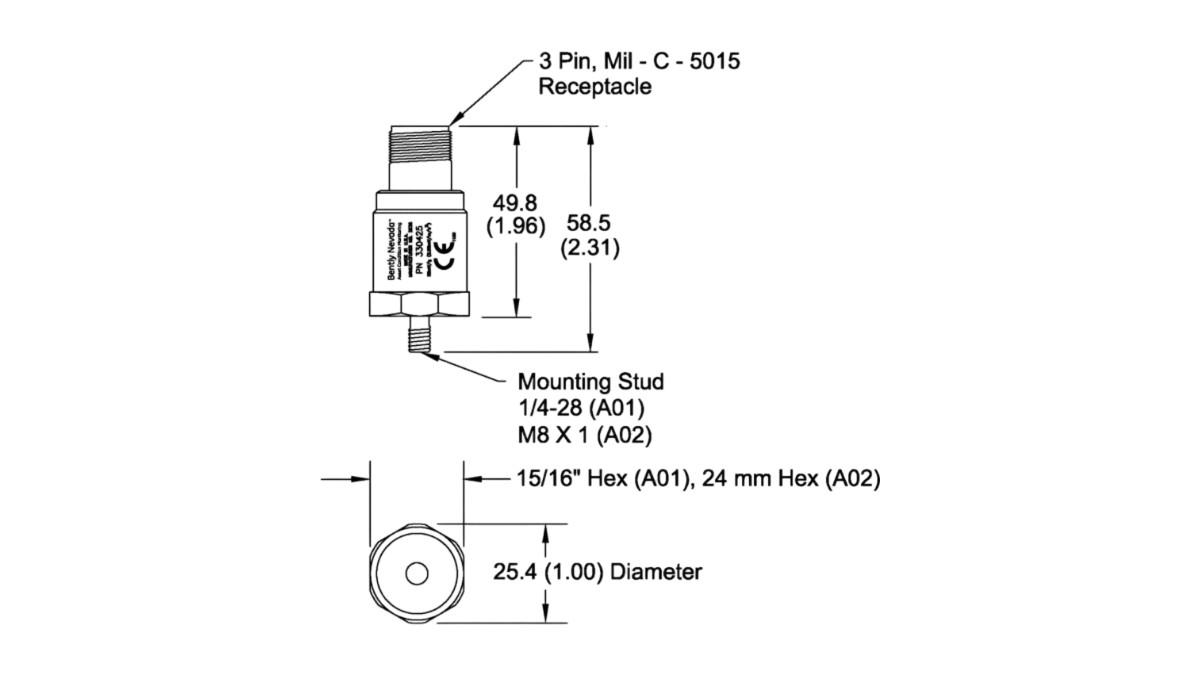 Bently Nevada 330425-02-05 Accelerometer Acceleration Transducer