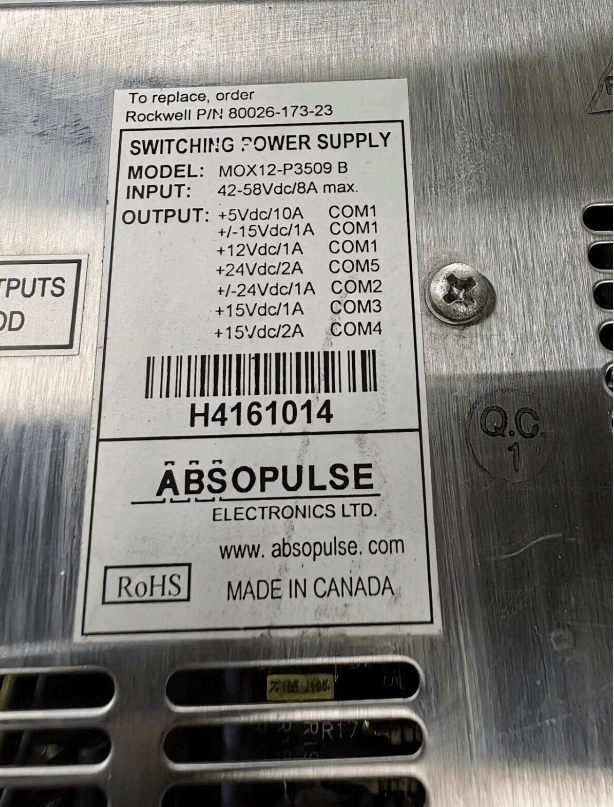 ABB MOX12-P3509B 80026-173-23 POWER SUPPLY SWITCHING